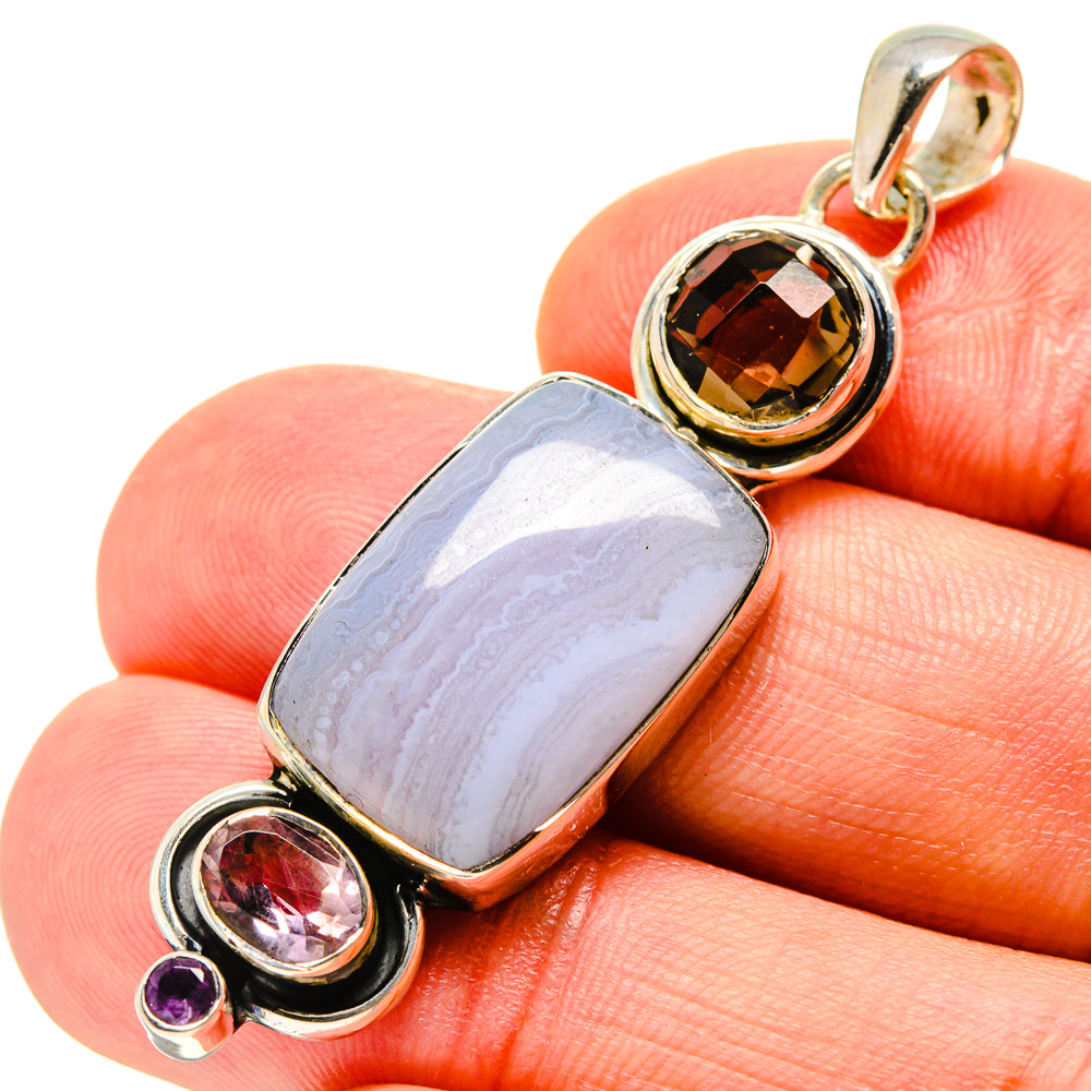 Blue Lace Agate Pendants handcrafted by Anasilvercos - PD756286