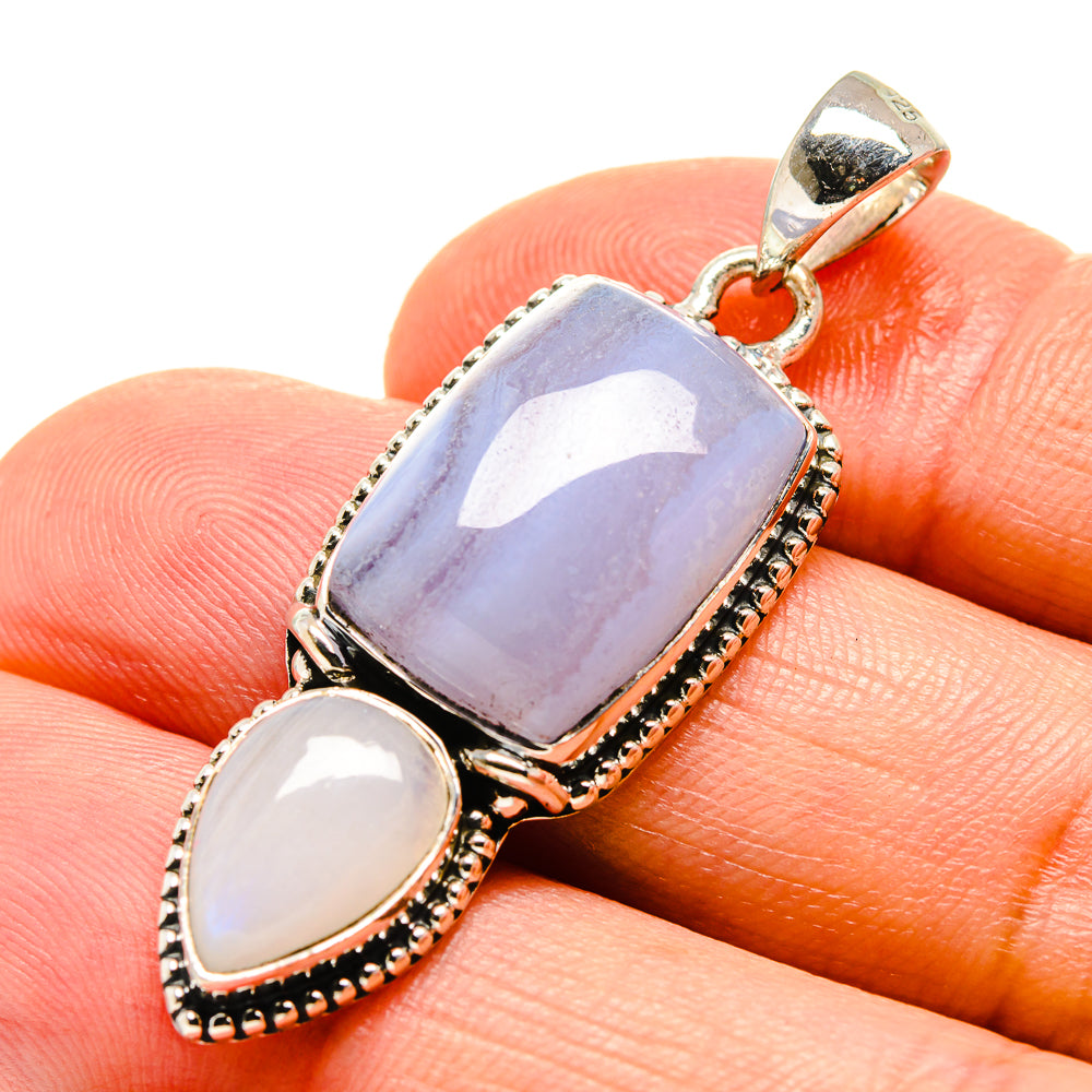 Blue Lace Agate Pendants handcrafted by Anasilvercos - PD756401