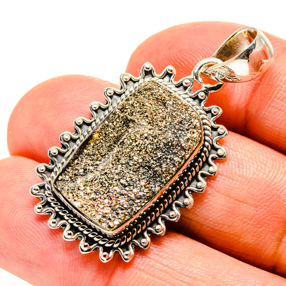 Spectro Pyrite Druzy Pendants handcrafted by Anasilvercos - PD756405