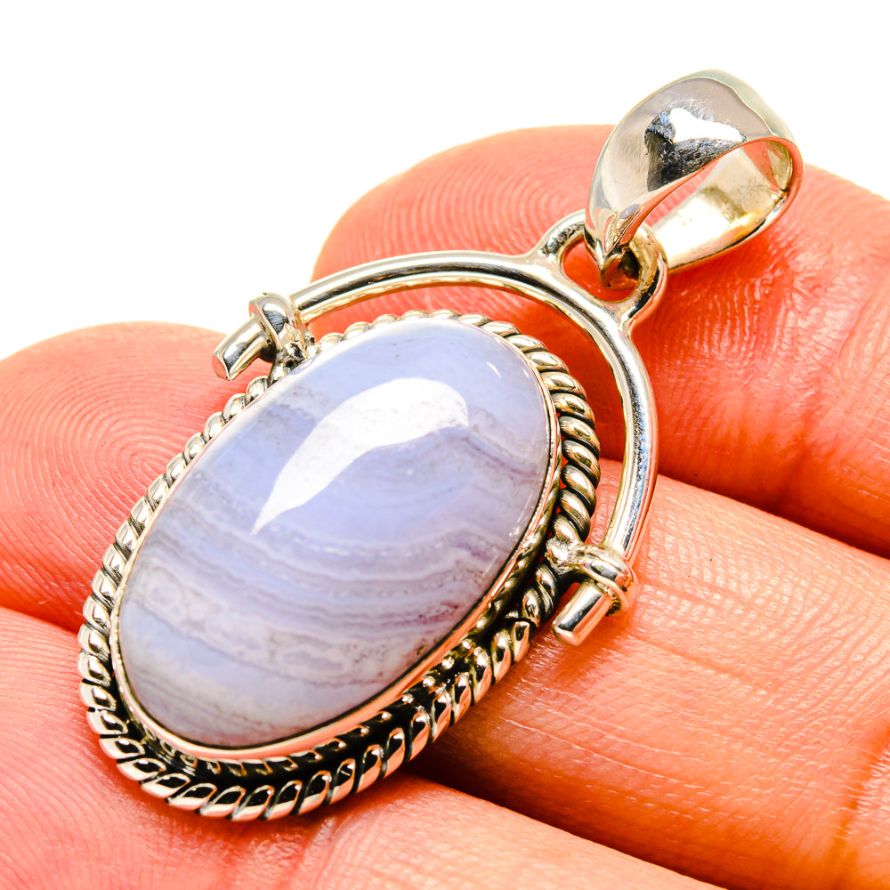 Blue Lace Agate Pendants handcrafted by Anasilvercos - PD756410