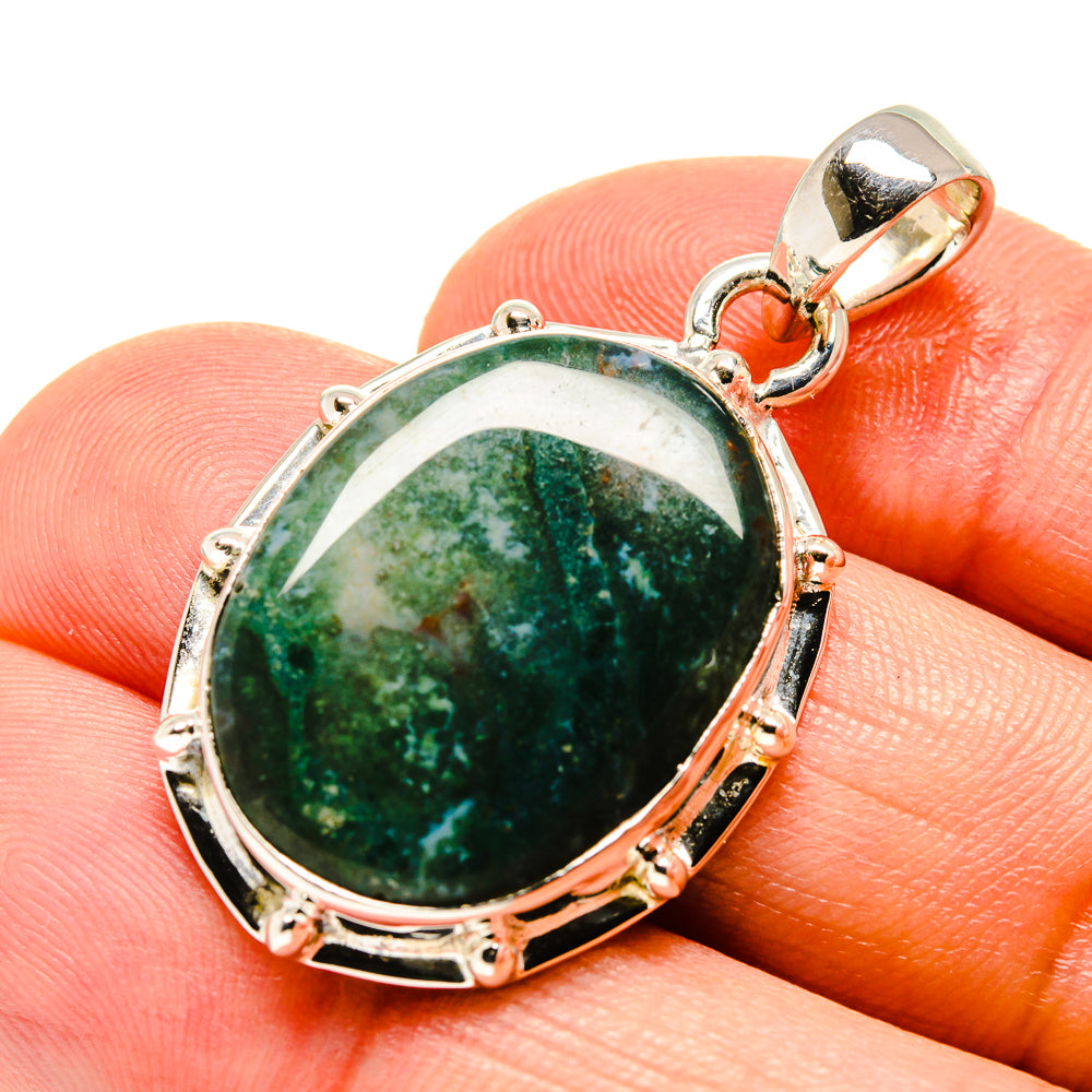 Green Moss Agate Pendants handcrafted by Anasilvercos - PD756412