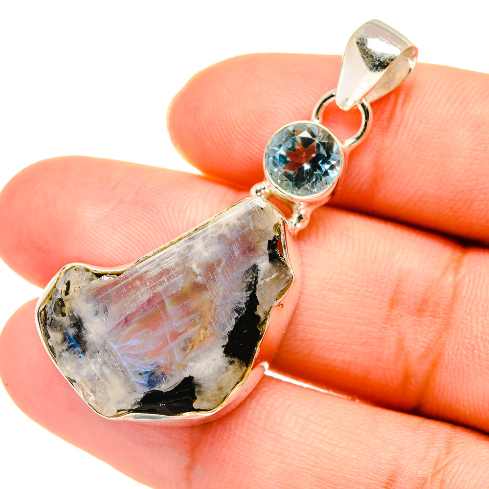 Rainbow Moonstone Pendants handcrafted by Anasilvercos - PD7565