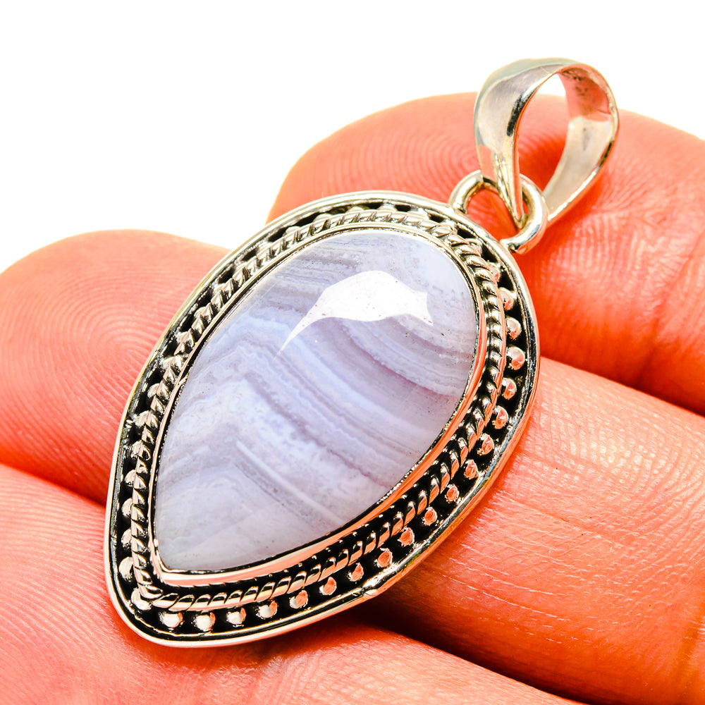 Blue Lace Agate Pendants handcrafted by Anasilvercos - PD756511