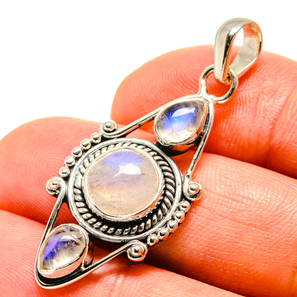 Rainbow Moonstone Pendants handcrafted by Anasilvercos - PD756521