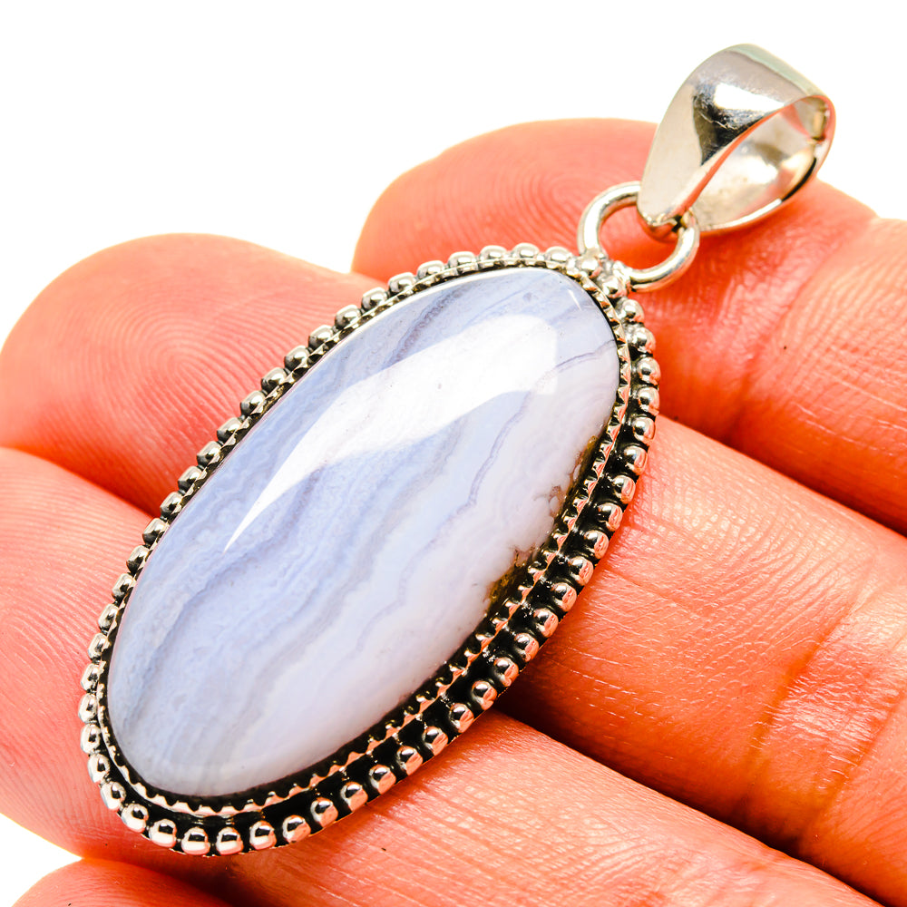 Blue Lace Agate Pendants handcrafted by Anasilvercos - PD756536