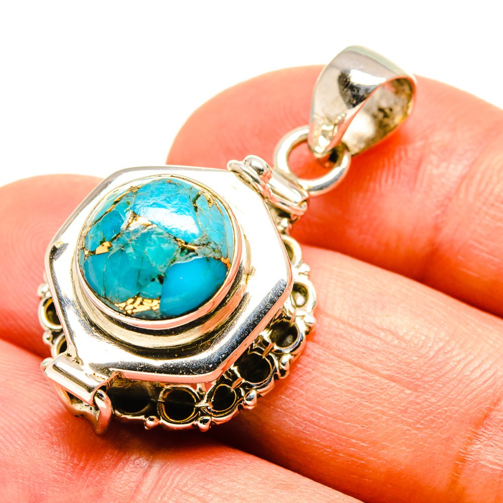 Blue Copper Composite Turquoise Pendants handcrafted by Anasilvercos - PD756625