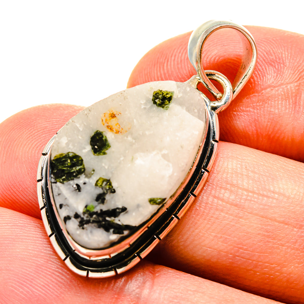 Green Tourmaline In Quartz Pendants handcrafted by Anasilvercos - PD756666