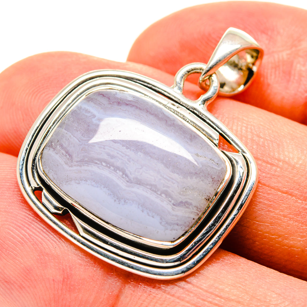 Blue Lace Agate Pendants handcrafted by Anasilvercos - PD756709
