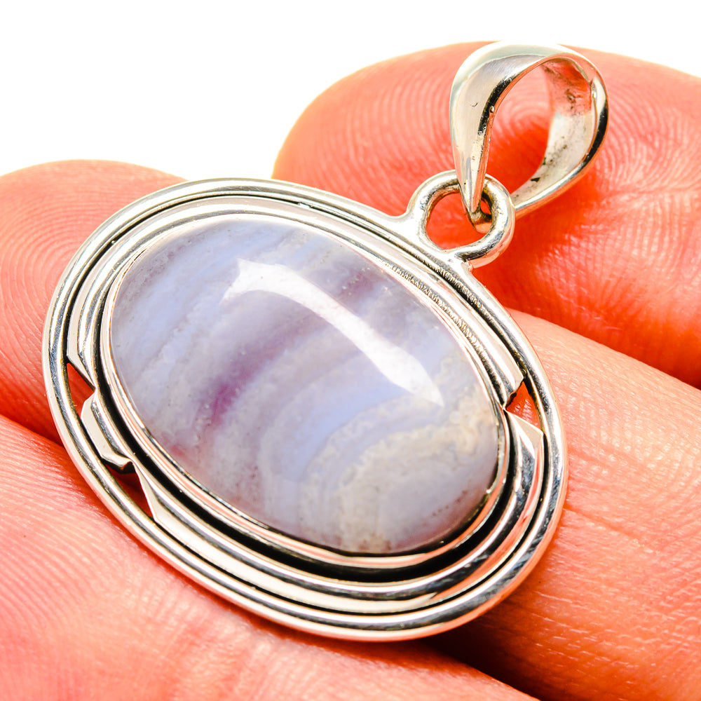 Blue Lace Agate Pendants handcrafted by Anasilvercos - PD756716