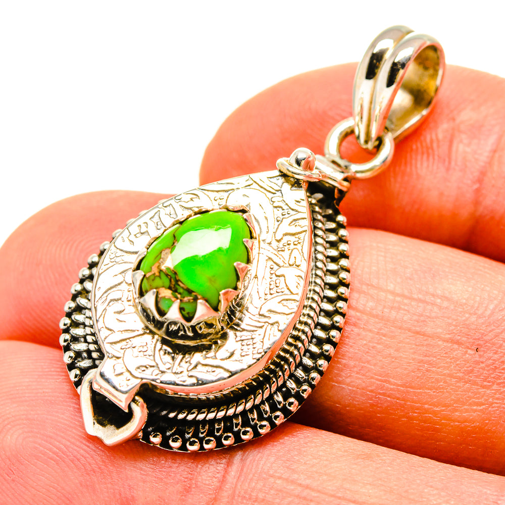 Green Copper Composite Turquoise Pendants handcrafted by Anasilvercos - PD756899