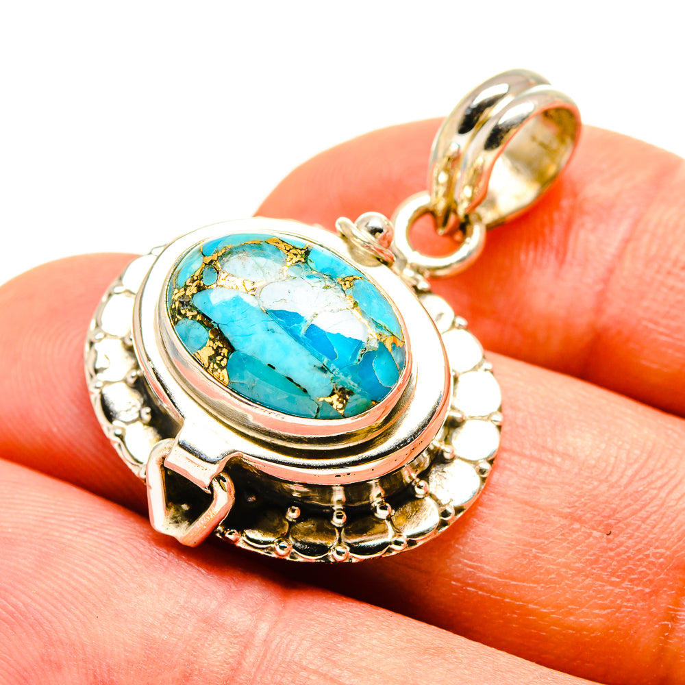 Blue Copper Composite Turquoise Pendants handcrafted by Anasilvercos - PD756915