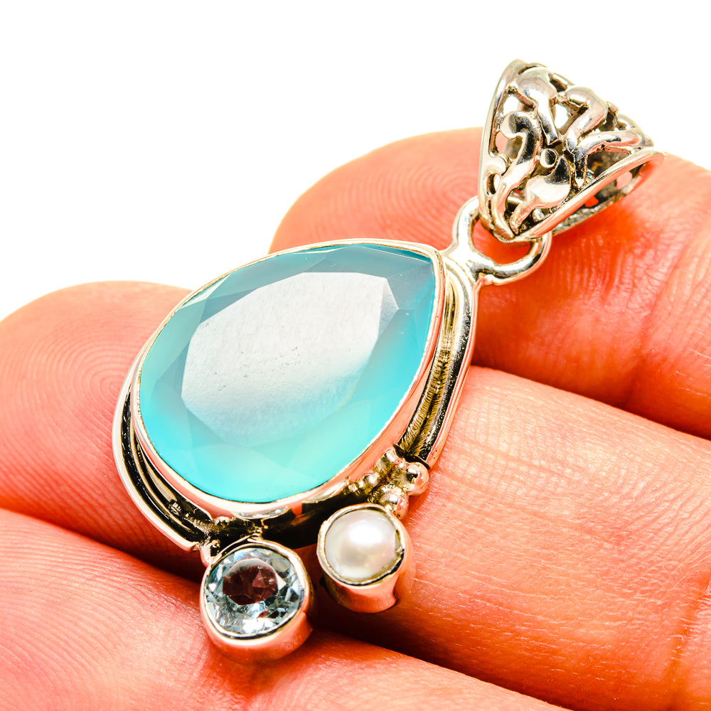 Aqua Chalcedony Pendants handcrafted by Anasilvercos - PD756955