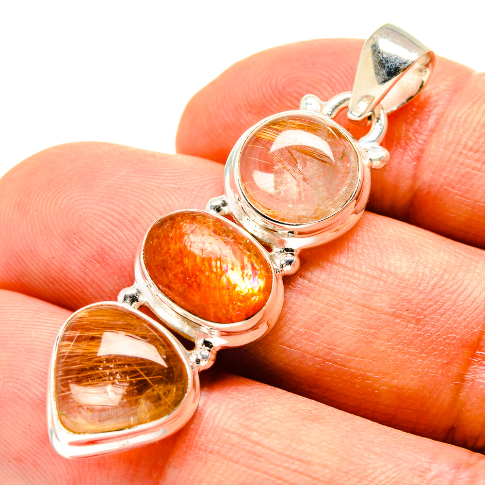 Rutilated Quartz Pendants handcrafted by Anasilvercos - PD757067