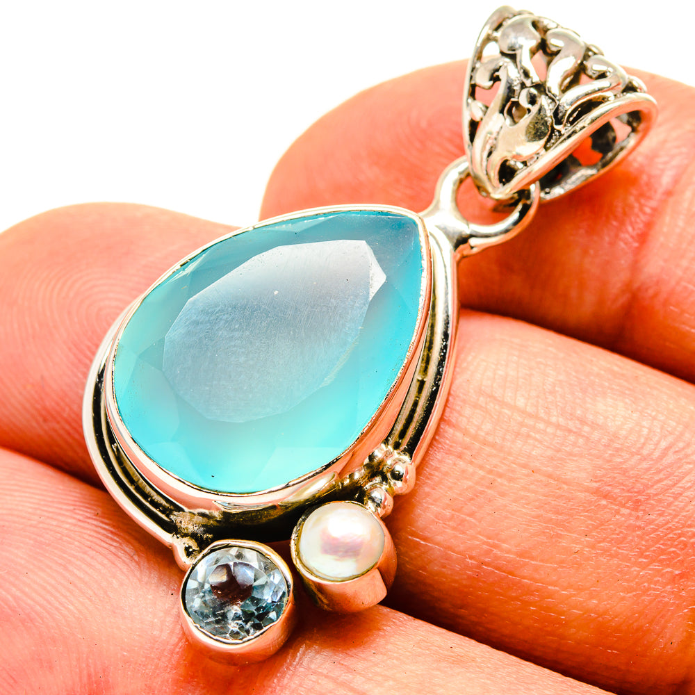 Aqua Chalcedony Pendants handcrafted by Anasilvercos - PD757087