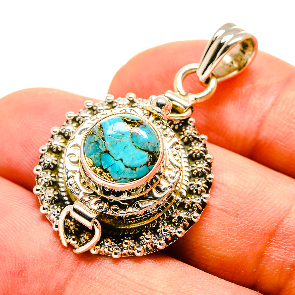 Blue Copper Composite Turquoise Pendants handcrafted by Anasilvercos - PD757186