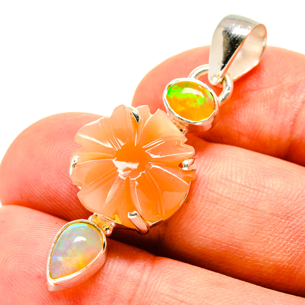 Peach Moonstone Pendants handcrafted by Anasilvercos - PD757242