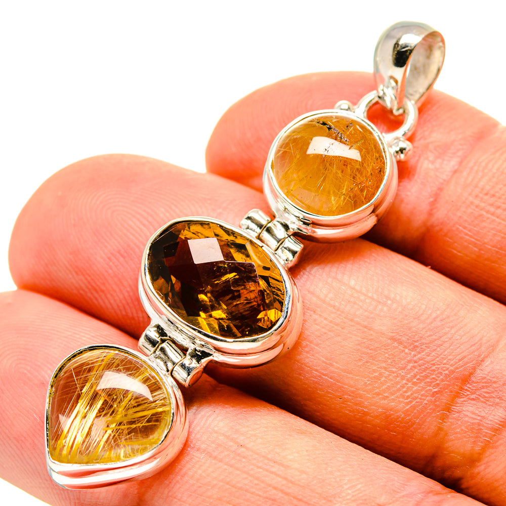 Rutilated Quartz Pendants handcrafted by Anasilvercos - PD757278