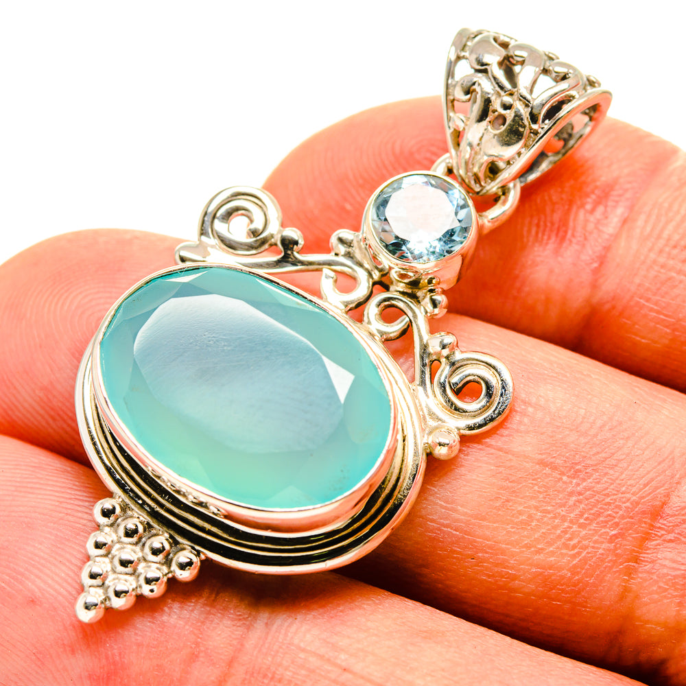 Aqua Chalcedony Pendants handcrafted by Anasilvercos - PD757294