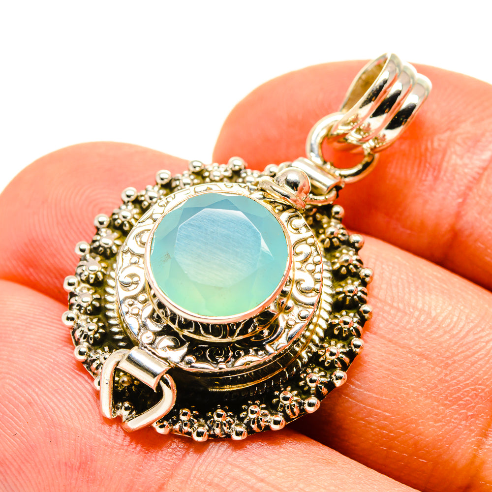 Aqua Chalcedony Pendants handcrafted by Anasilvercos - PD757386