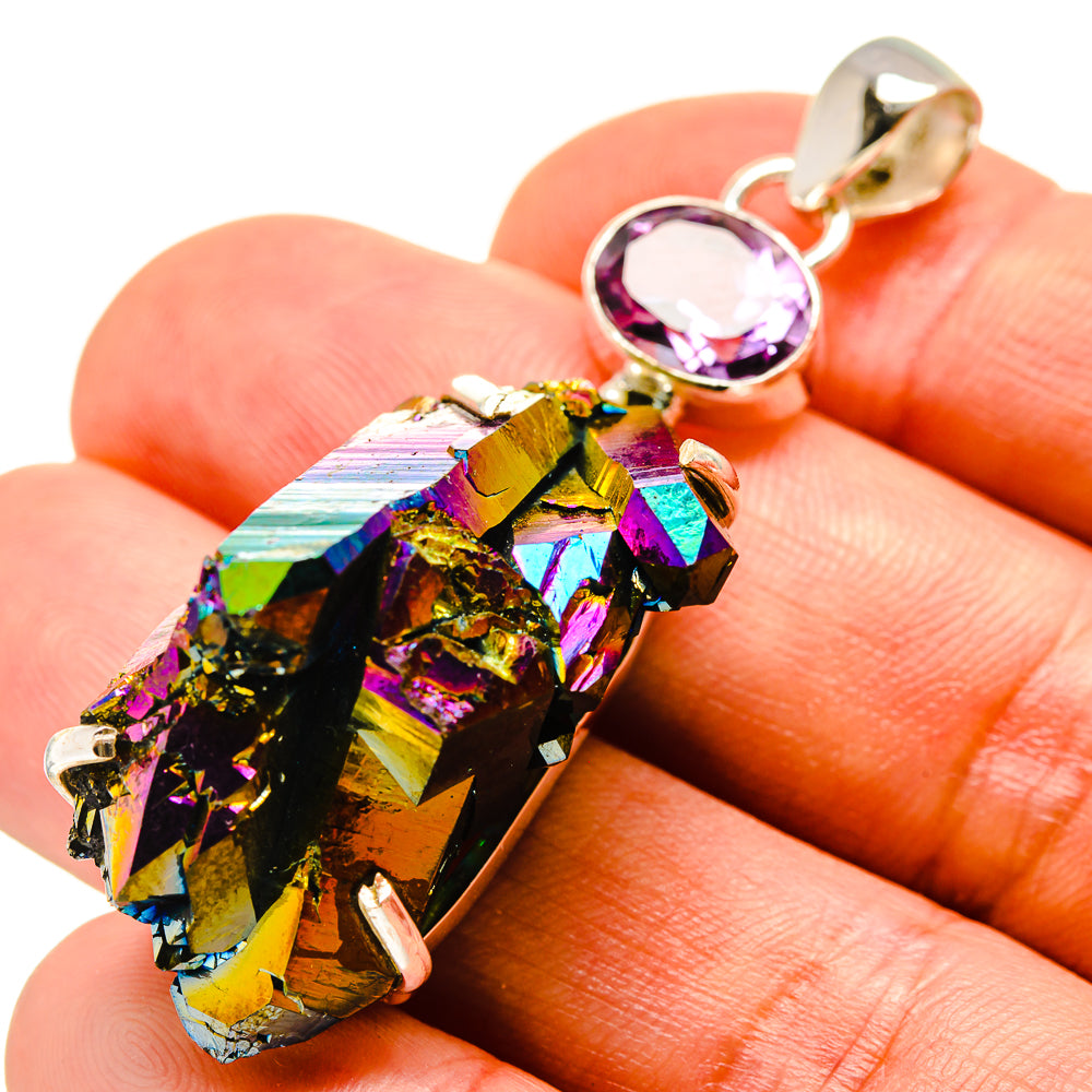 Titanium Sunshine Druzy Pendants handcrafted by Anasilvercos - PD757425