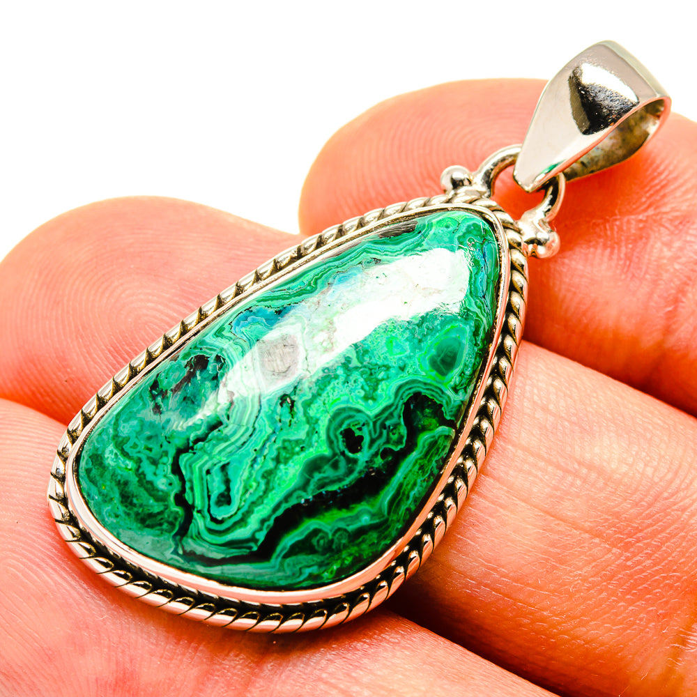 Malachite In Chrysocolla Pendants handcrafted by Anasilvercos - PD757505