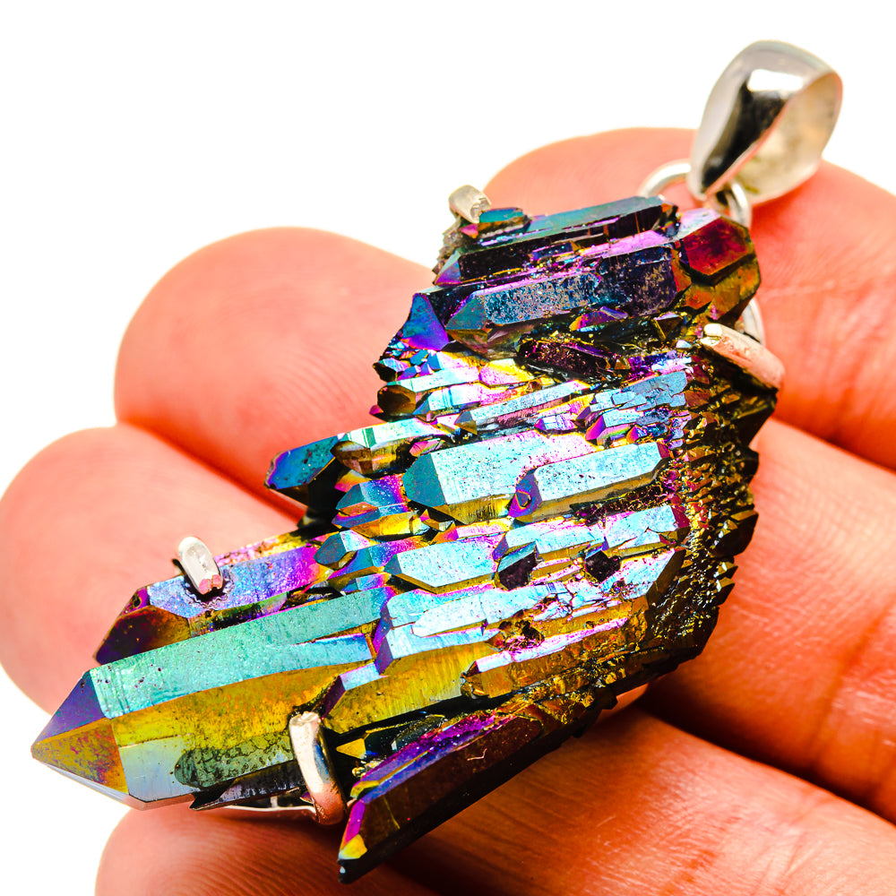 Titanium Sunshine Druzy Pendants handcrafted by Anasilvercos - PD757620