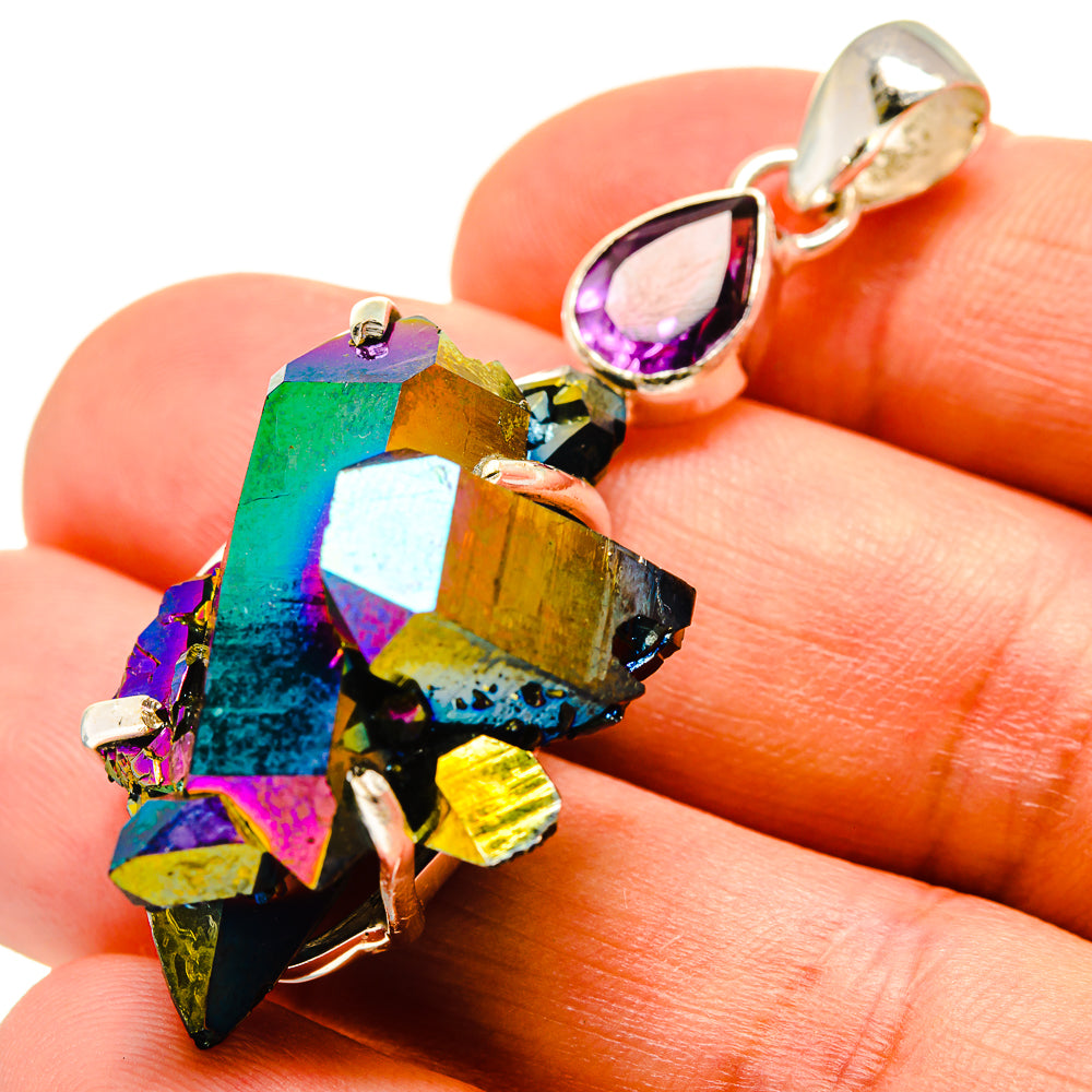 Titanium Sunshine Druzy Pendants handcrafted by Anasilvercos - PD757621