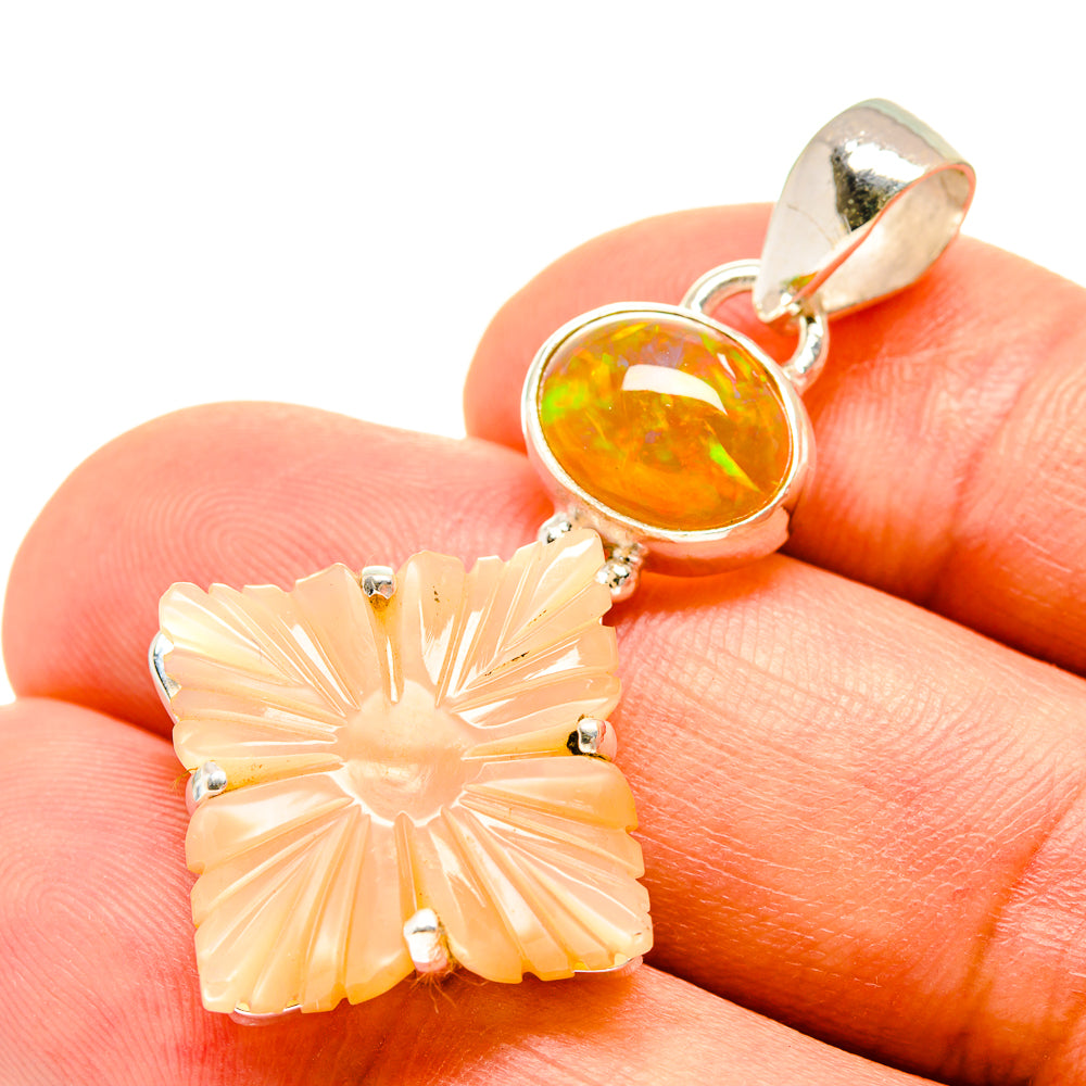 Peach Moonstone Pendants handcrafted by Anasilvercos - PD757634