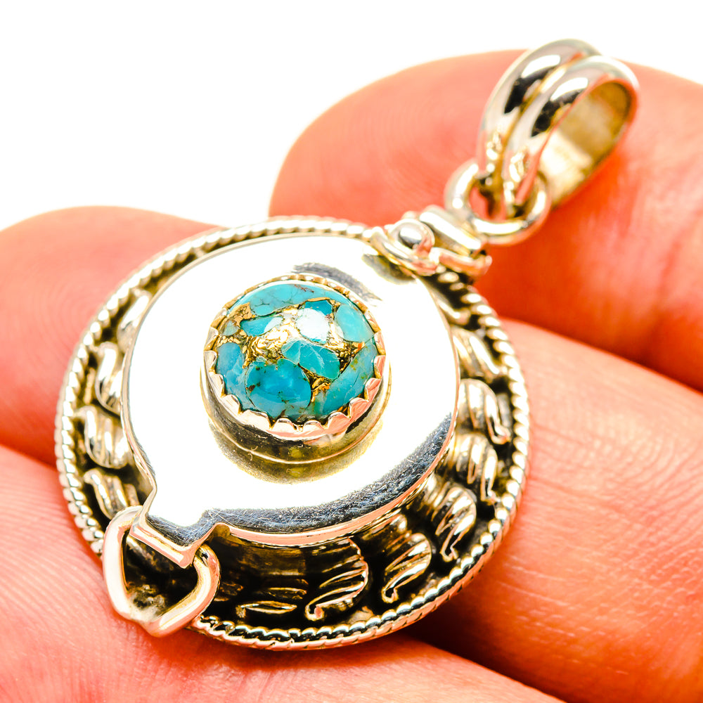 Blue Copper Composite Turquoise Pendants handcrafted by Anasilvercos - PD757656