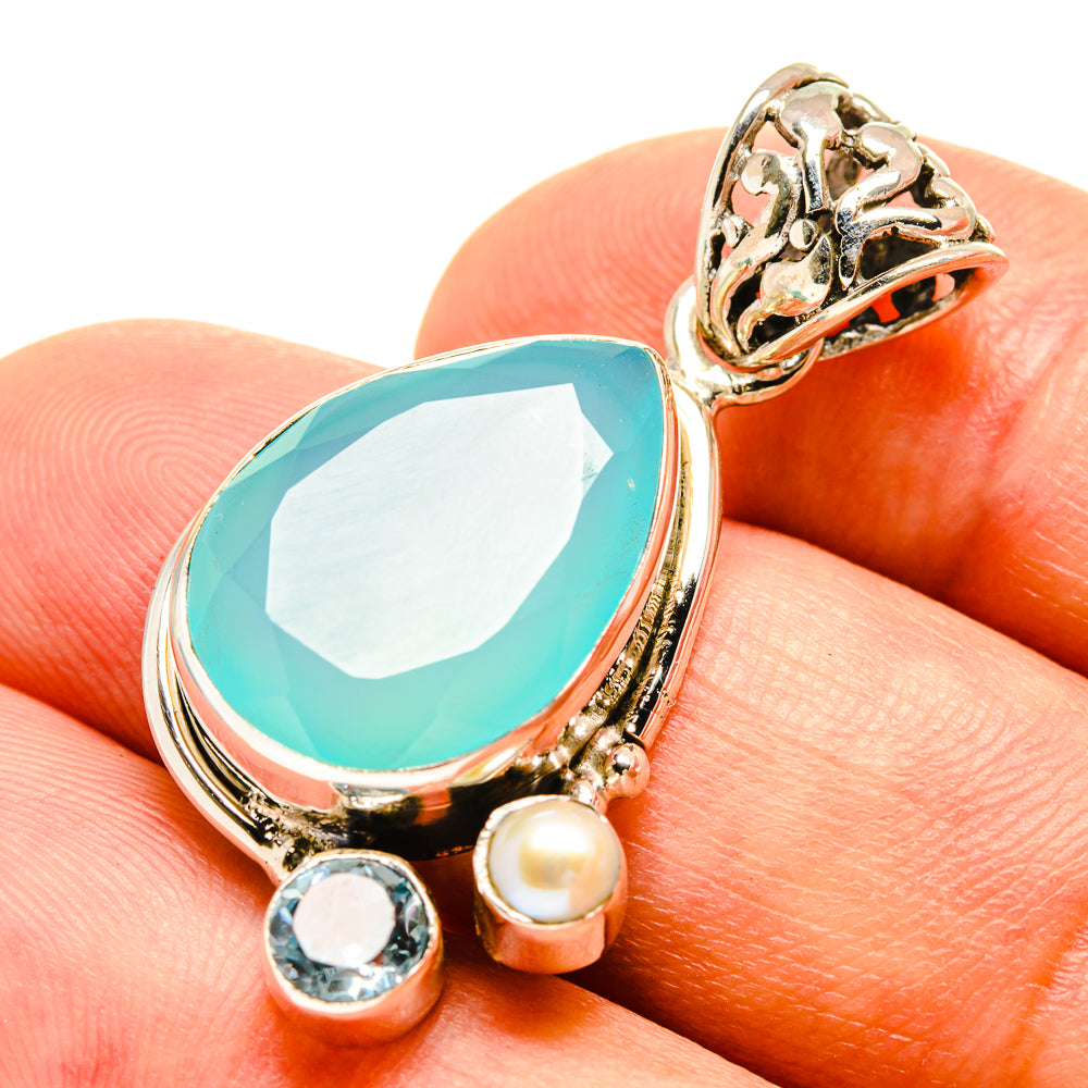 Aqua Chalcedony Pendants handcrafted by Anasilvercos - PD757657