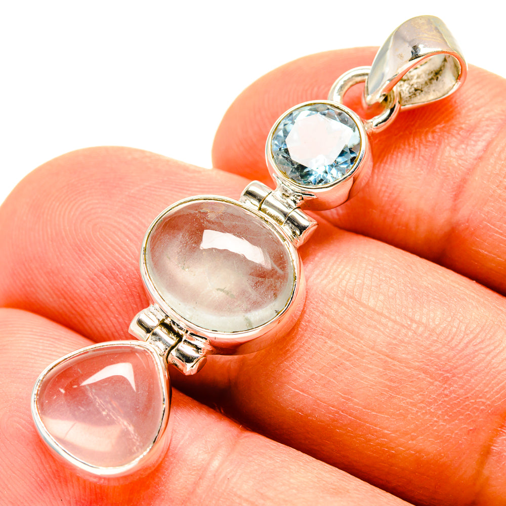 Prehnite, Rose Quartz, Blue Topaz Pendants handcrafted by Anasilvercos - PD757679