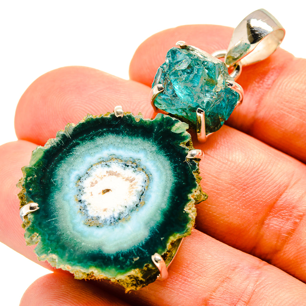 Green Solar Quartz, Blue Fluorite Pendants handcrafted by Anasilvercos - PD757685