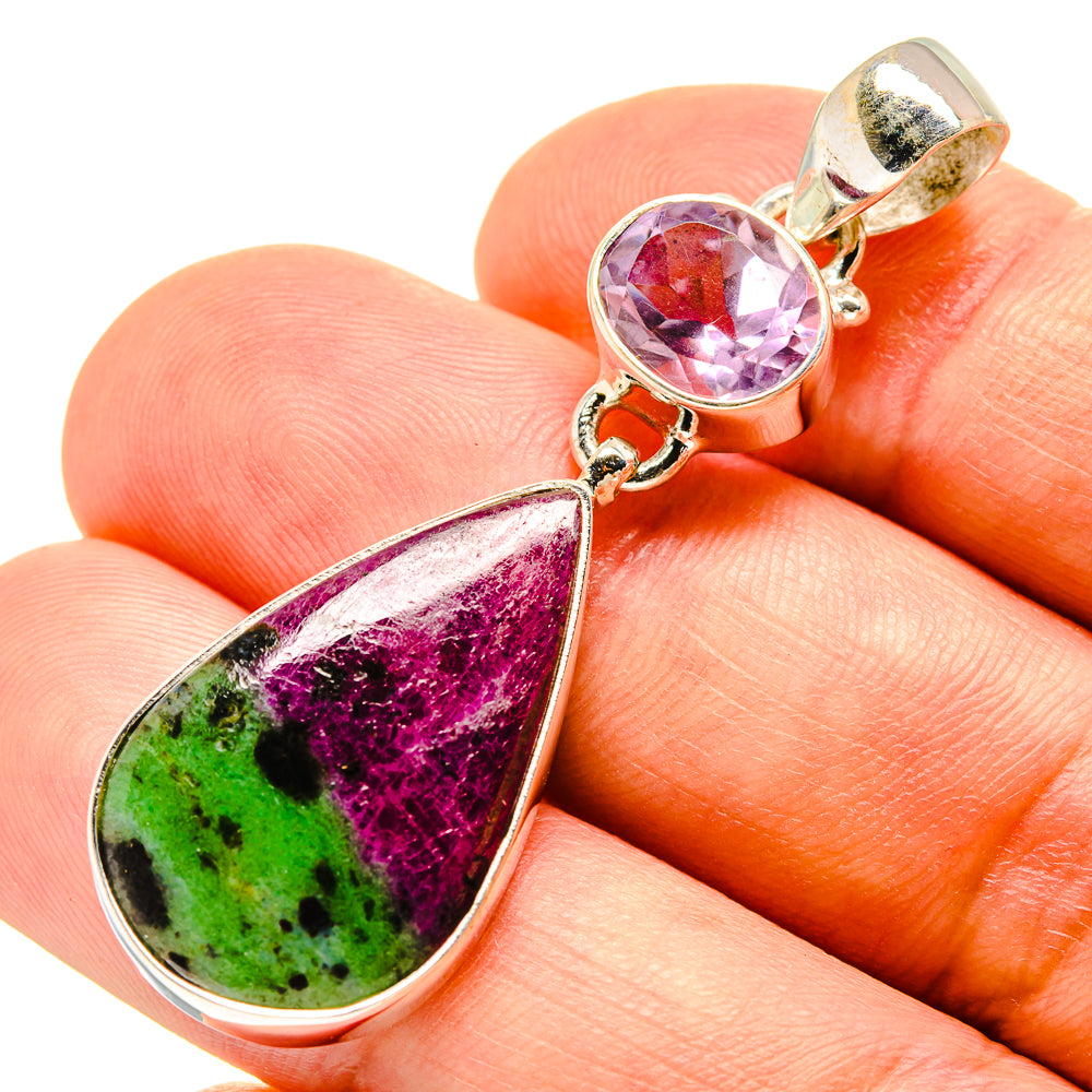 Ruby Zoisite, Amethyst Pendants handcrafted by Anasilvercos - PD757688