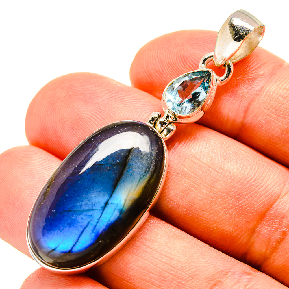 Labradorite, Blue Topaz Pendants handcrafted by Anasilvercos - PD757689