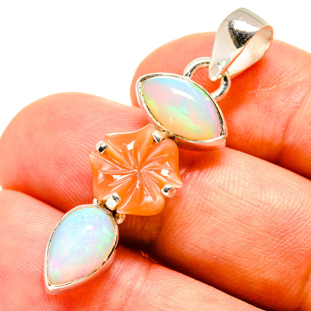 Peach Moonstone, Ethiopian Opal Pendants handcrafted by Anasilvercos - PD757690