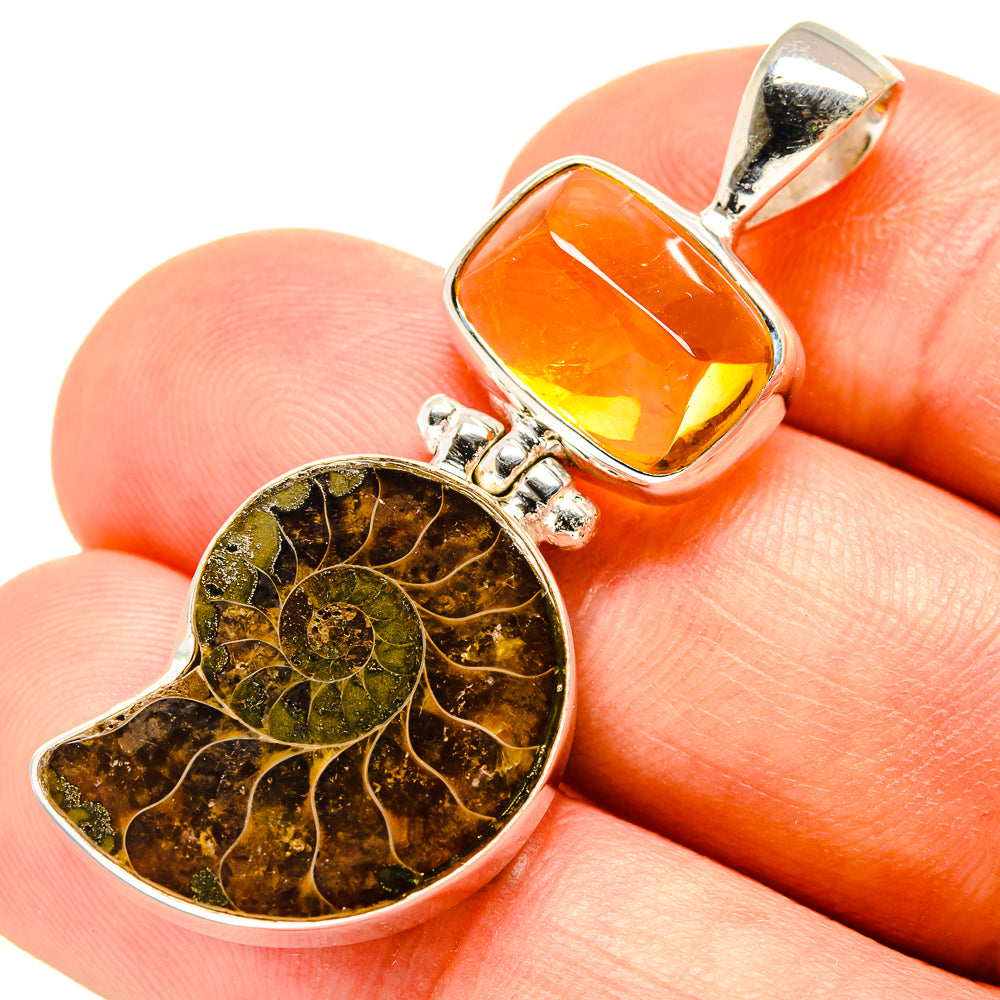 Ammonite Fossil, Citrine Pendants handcrafted by Anasilvercos - PD757691