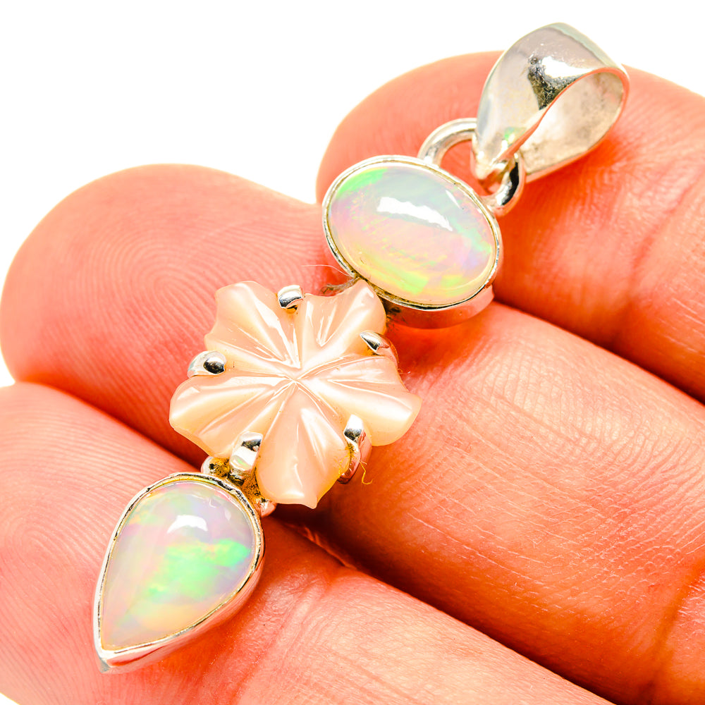 Peach Moonstone, Ethiopian Opal Pendants handcrafted by Anasilvercos - PD757695