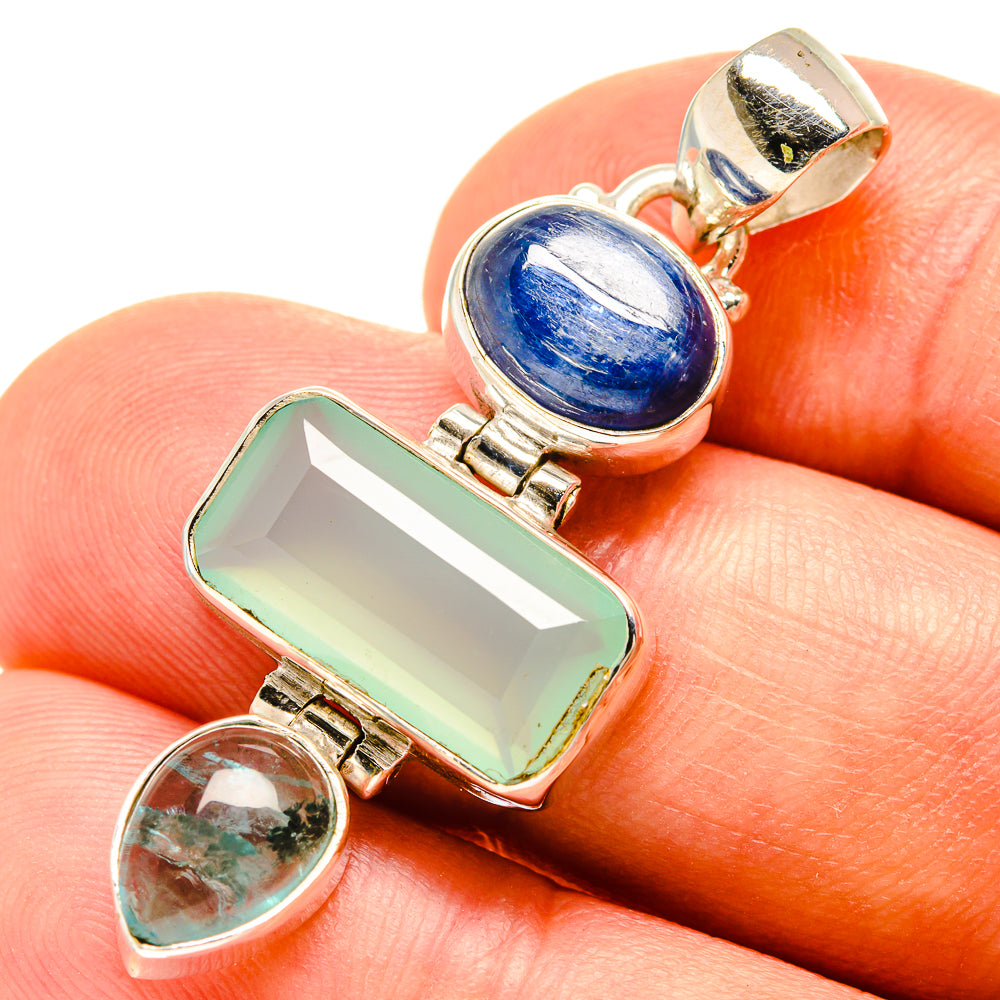 Aqua Chalcedony, Kyanite, Blue Fluorite Pendants handcrafted by Anasilvercos - PD757696