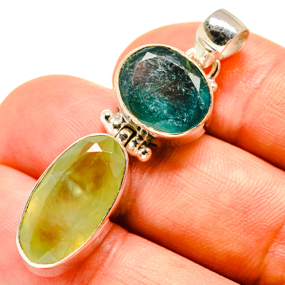 Prehnite, Green Fluorite Pendants handcrafted by Anasilvercos - PD757697