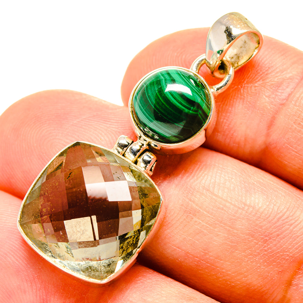 Green Amethyst, Malachite Pendants handcrafted by Anasilvercos - PD757699