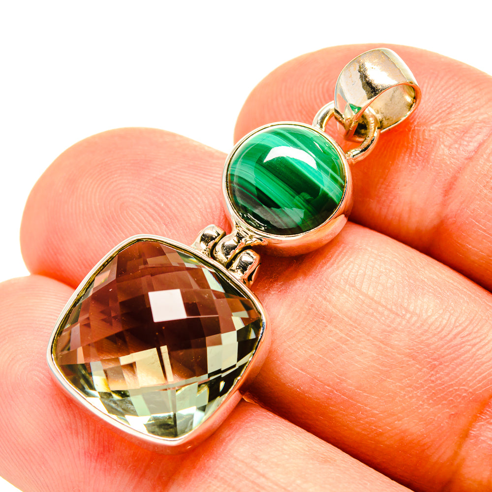 Green Amethyst, Malachite Pendants handcrafted by Anasilvercos - PD757700