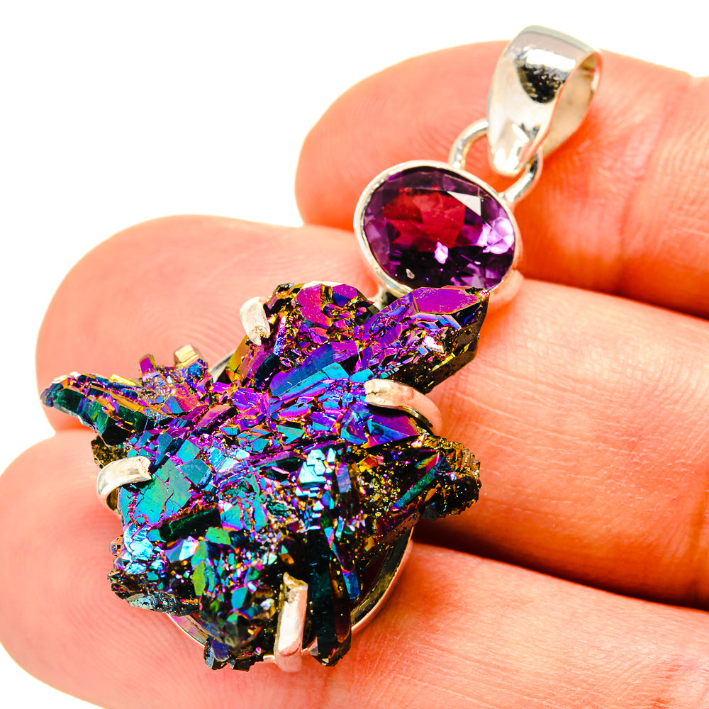 Titanium Sunshine Druzy, Amethyst Pendants handcrafted by Anasilvercos - PD757701