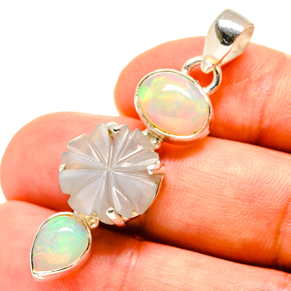 Moonstone, Ethiopian Opal Pendants handcrafted by Anasilvercos - PD757702