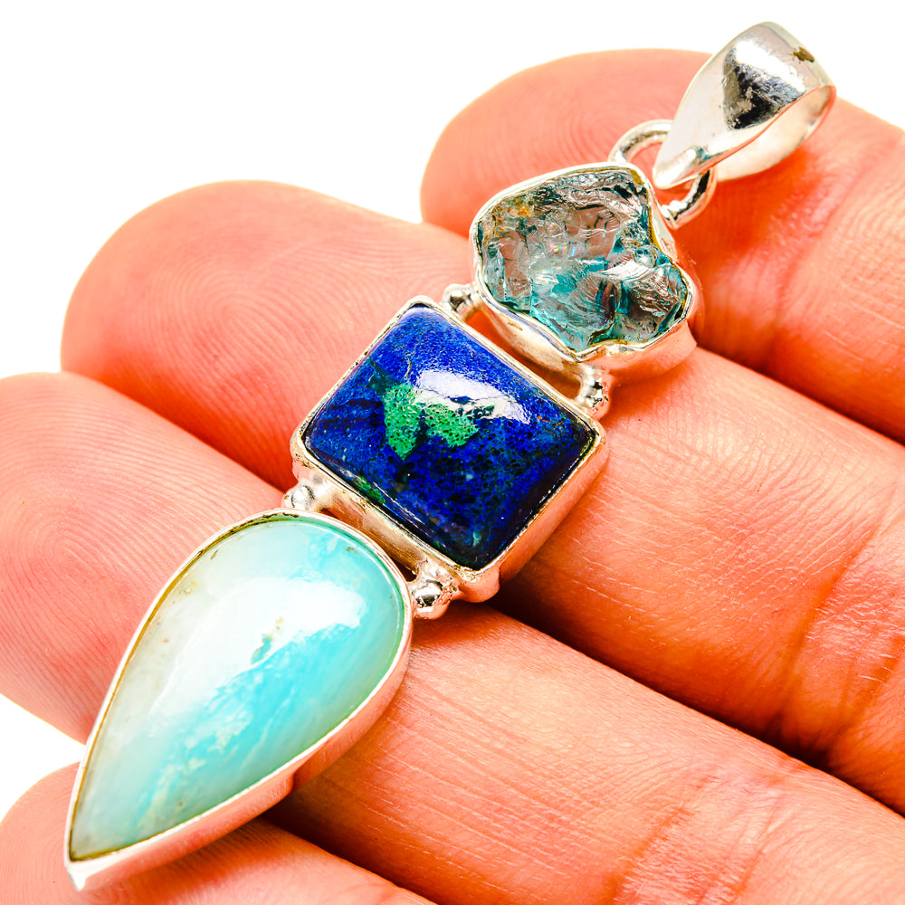 Larimar, Azurite, Blue Fluorite Pendants handcrafted by Anasilvercos - PD757709