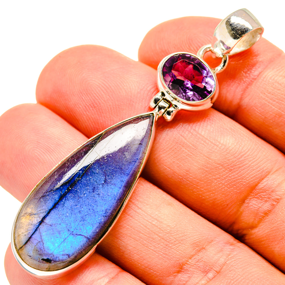 Labradorite, Amethyst Pendants handcrafted by Anasilvercos - PD757717