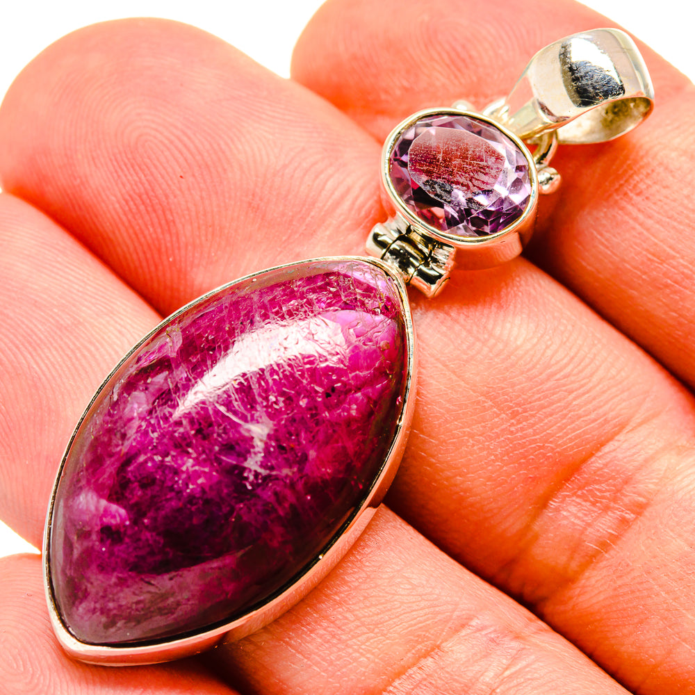 Ruby Fuchsite, Amethyst Pendants handcrafted by Anasilvercos - PD757720