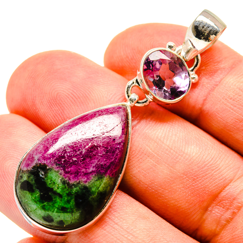 Ruby Zoisite, Amethyst Pendants handcrafted by Anasilvercos - PD757721