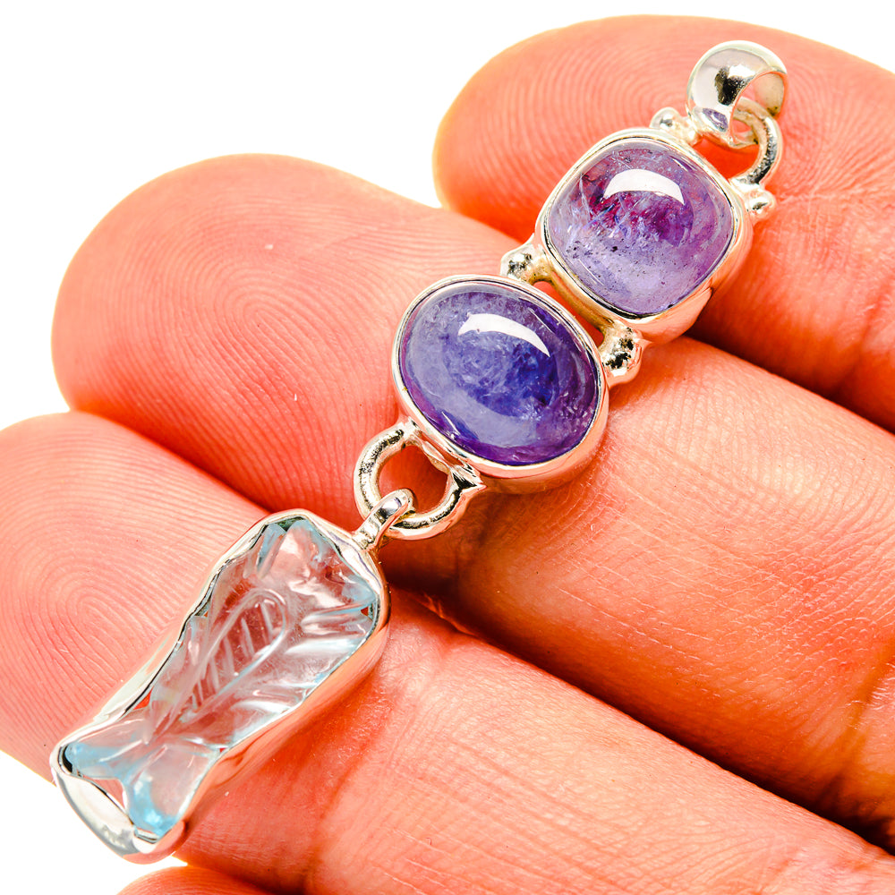 Aquamarine, Tanzanite Pendants handcrafted by Anasilvercos - PD757725