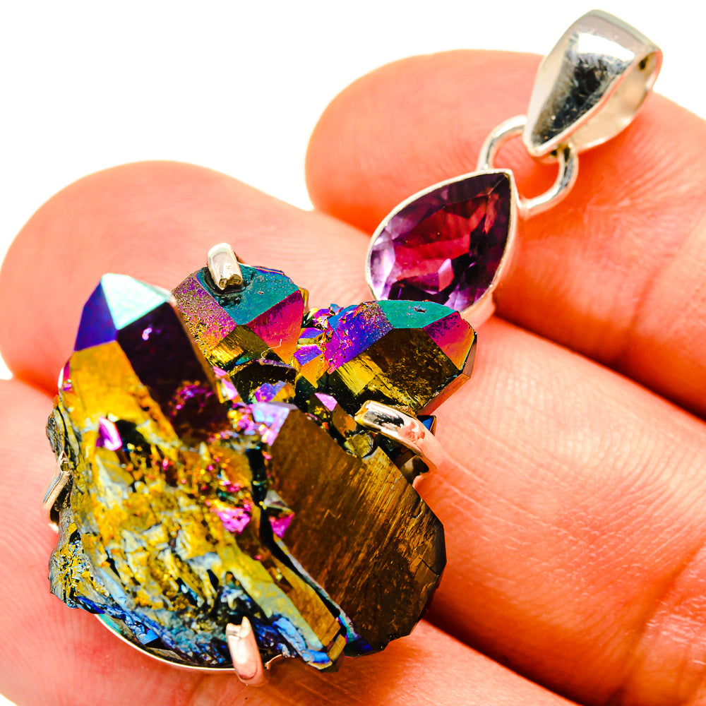 Titanium Sunshine Druzy, Amethyst Pendants handcrafted by Anasilvercos - PD757740