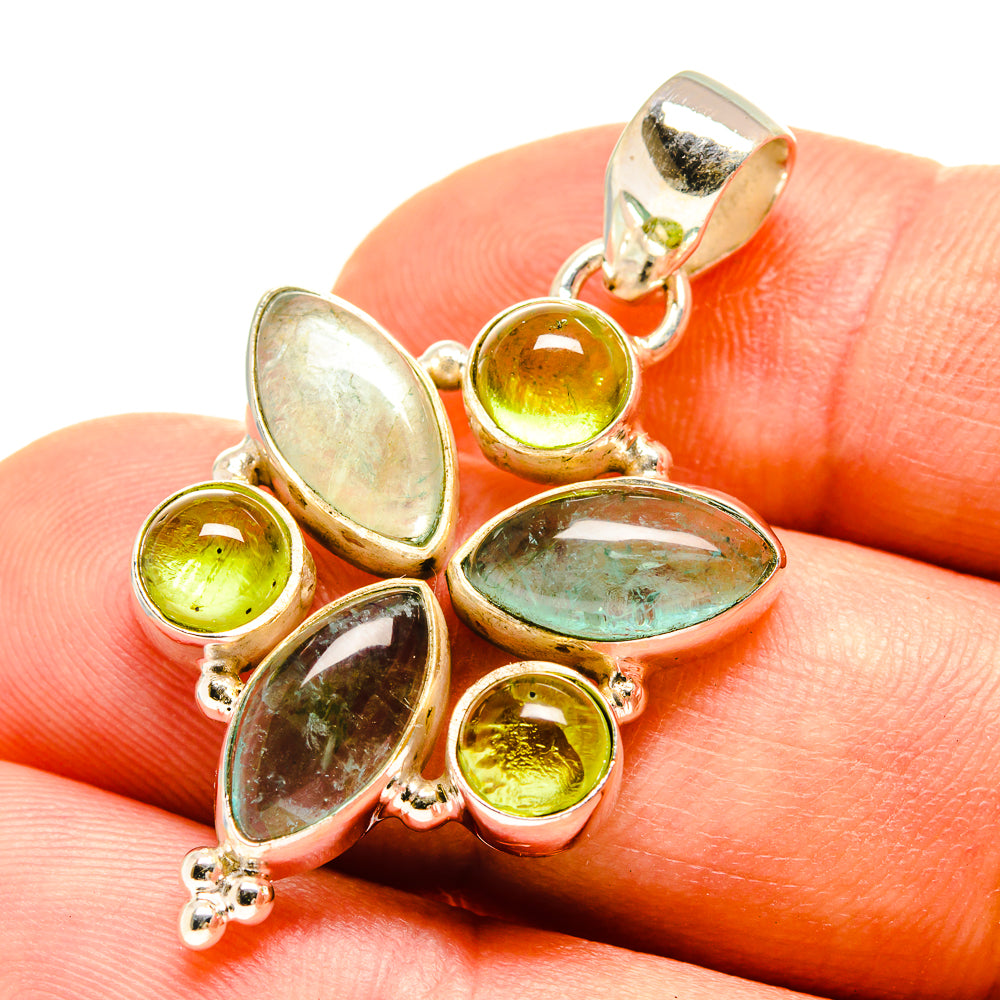 Green Fluorite, Peridot Pendants handcrafted by Anasilvercos - PD757743
